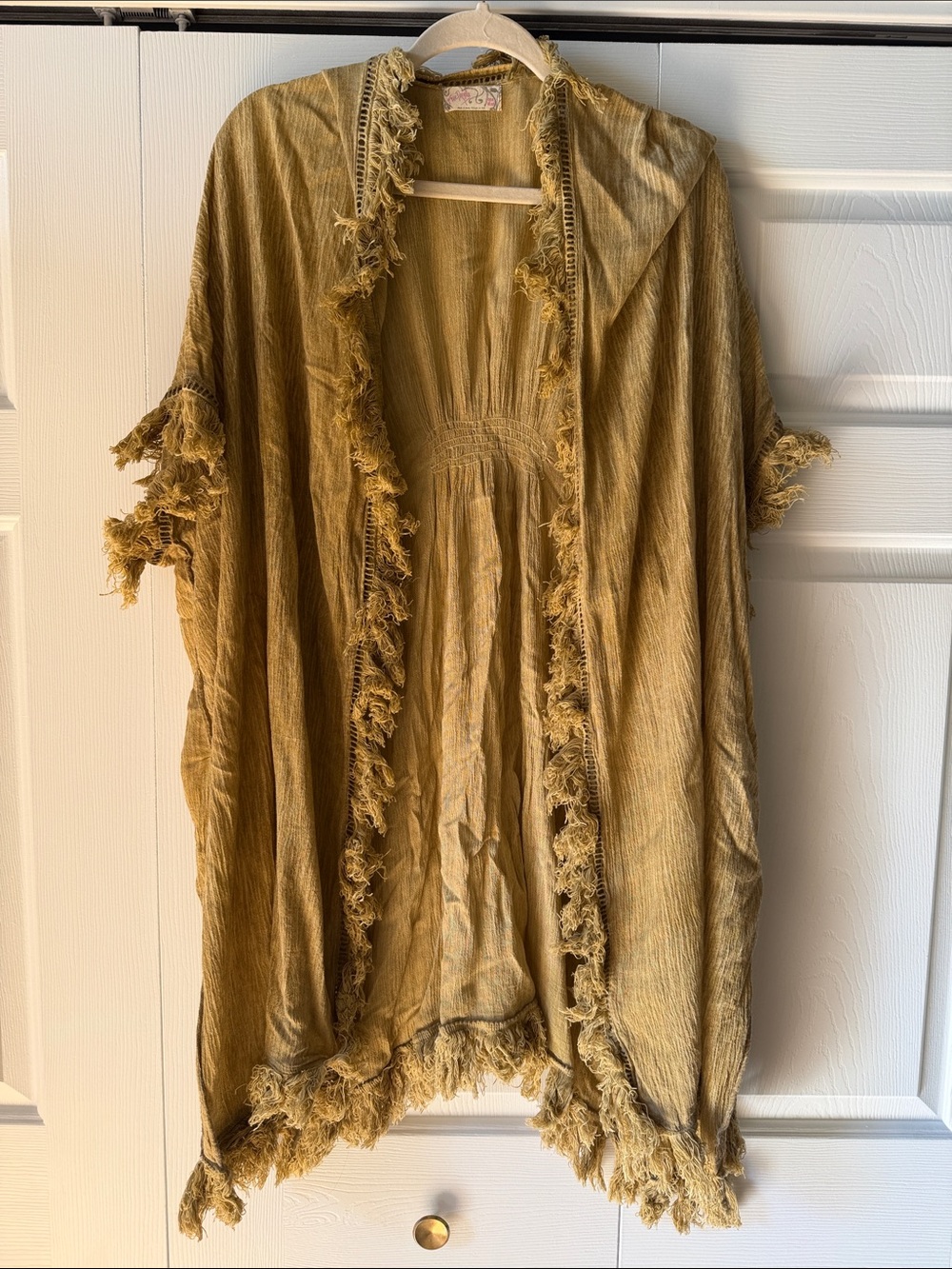 Free People Mustard Fringe-Trim Swim Coverup